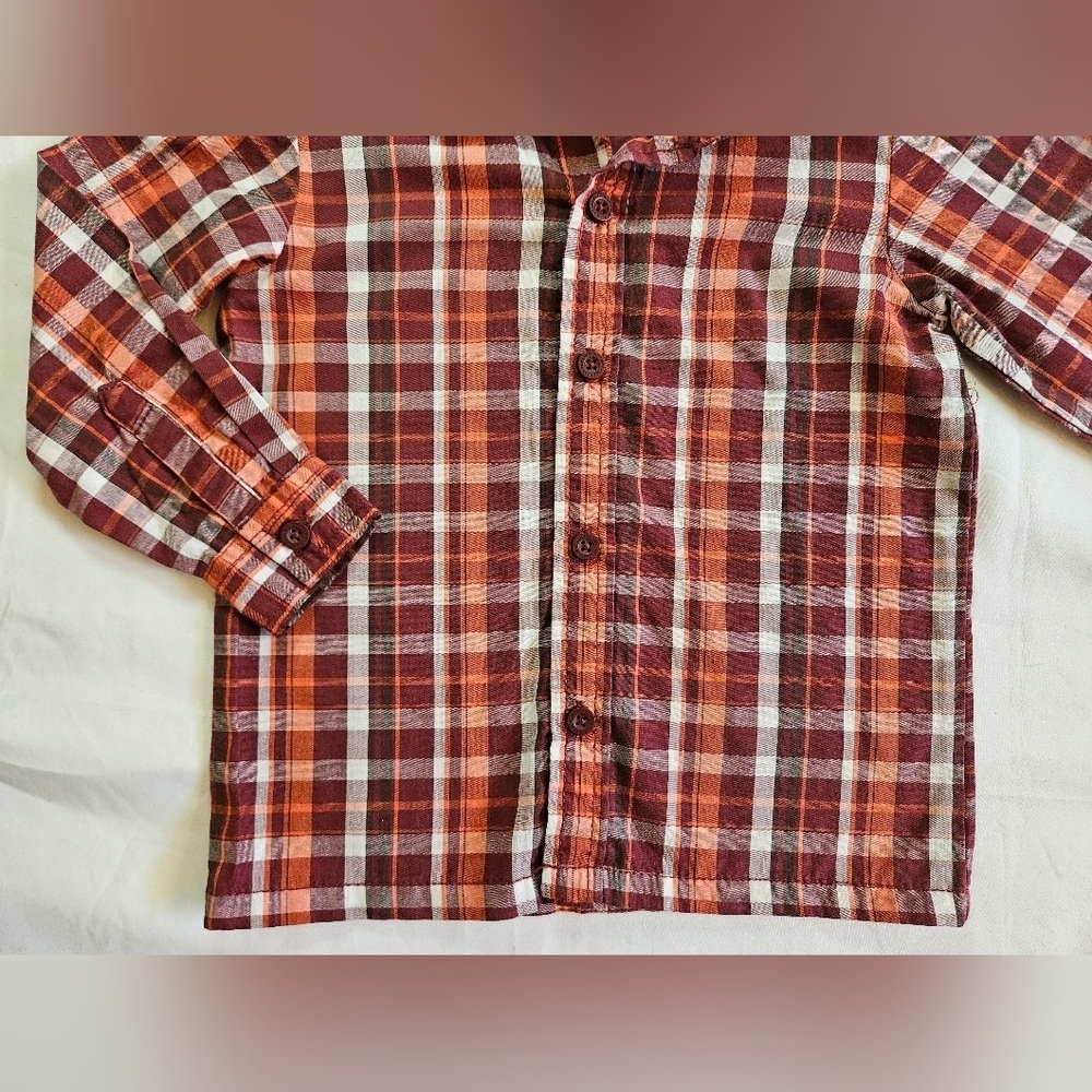 Wonder Kids Boys Red Plaid Lightweight Long Sleeve Button Up Shirt Size 2T - Picture 2 of 9